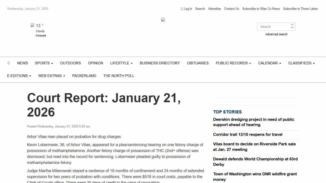Court Report: January 21, 2026 - Vilas County News-Review